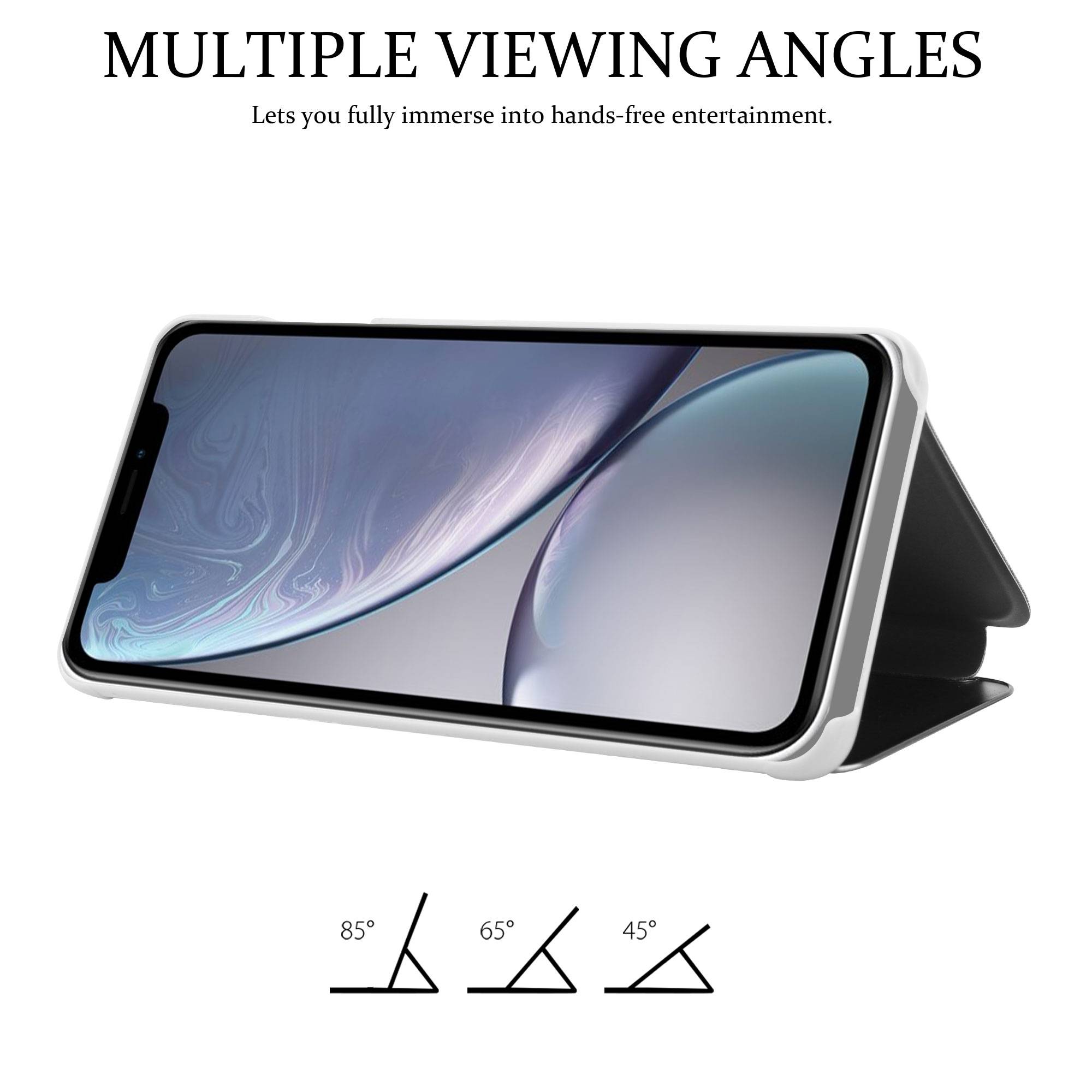 Cadorabo Handyhülle für Apple iPhone XR in Silber Cover Backcover Schutzhülle Book Case Booklet-3