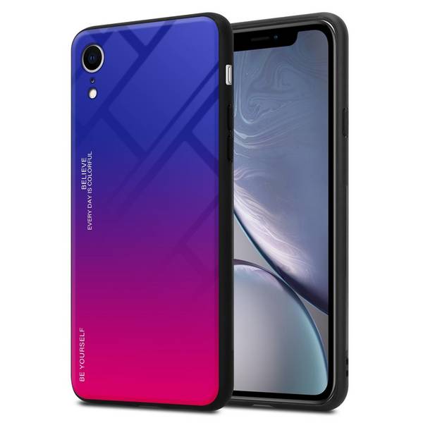 Cadorabo Hülle für Apple iPhone XR Schutz Hülle in Schwarz Handyhülle TPU Etui Cover Case Tempered Glas