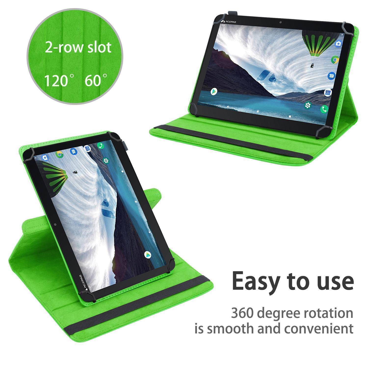 Cadorabo Hülle für 10" Tablets Schutzhülle in Grün 360 Grad Tablet Hülle Etui Cover Case-4