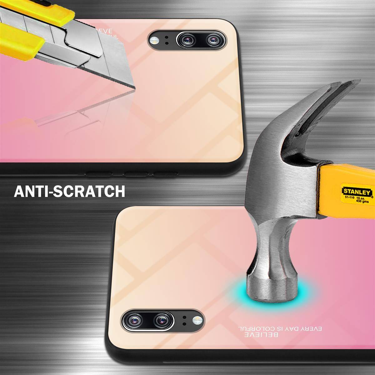 Cadorabo Hülle für Huawei P20 Schutz Hülle in Schwarz Handyhülle TPU Etui Cover Case Tempered Glas-1