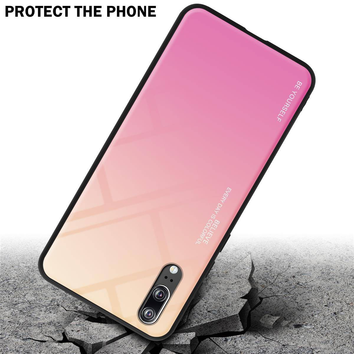 Cadorabo Hülle für Huawei P20 Schutz Hülle in Schwarz Handyhülle TPU Etui Cover Case Tempered Glas-2
