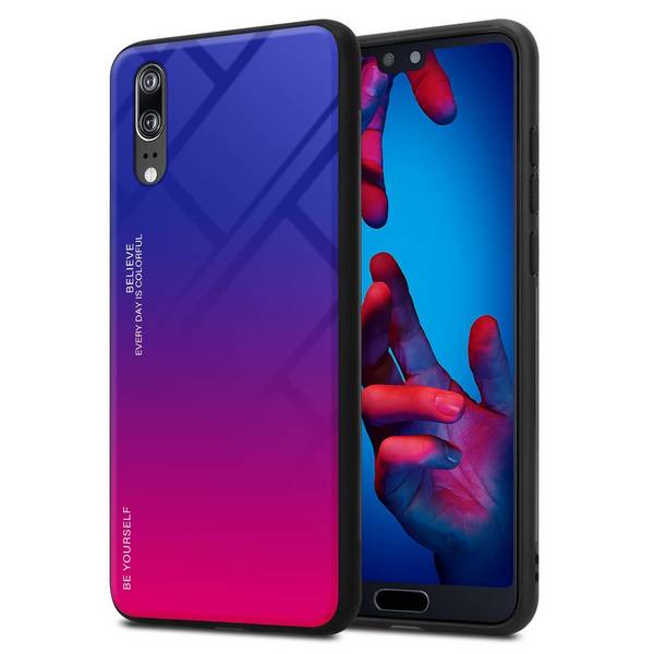 Cadorabo Hülle für Huawei P20 Schutz Hülle in Schwarz Handyhülle TPU Etui Cover Case Tempered Glas