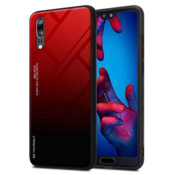 Cadorabo Hülle für Huawei P20 Schutz Hülle in Schwarz Handyhülle TPU Etui Cover Case Tempered Glas