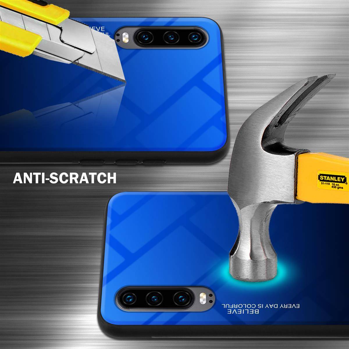 Cadorabo Hülle für Huawei P30 Schutz Hülle in Schwarz Handyhülle TPU Etui Cover Case Tempered Glas-2