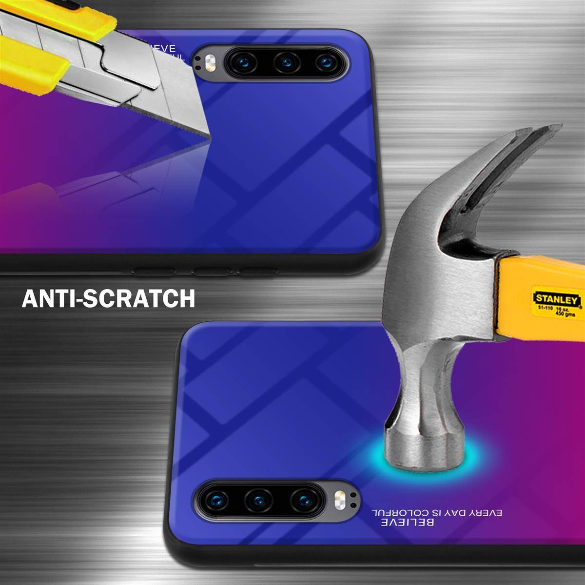 Cadorabo Hülle für Huawei P30 Schutz Hülle in Schwarz Handyhülle TPU Etui Cover Case Tempered Glas-3