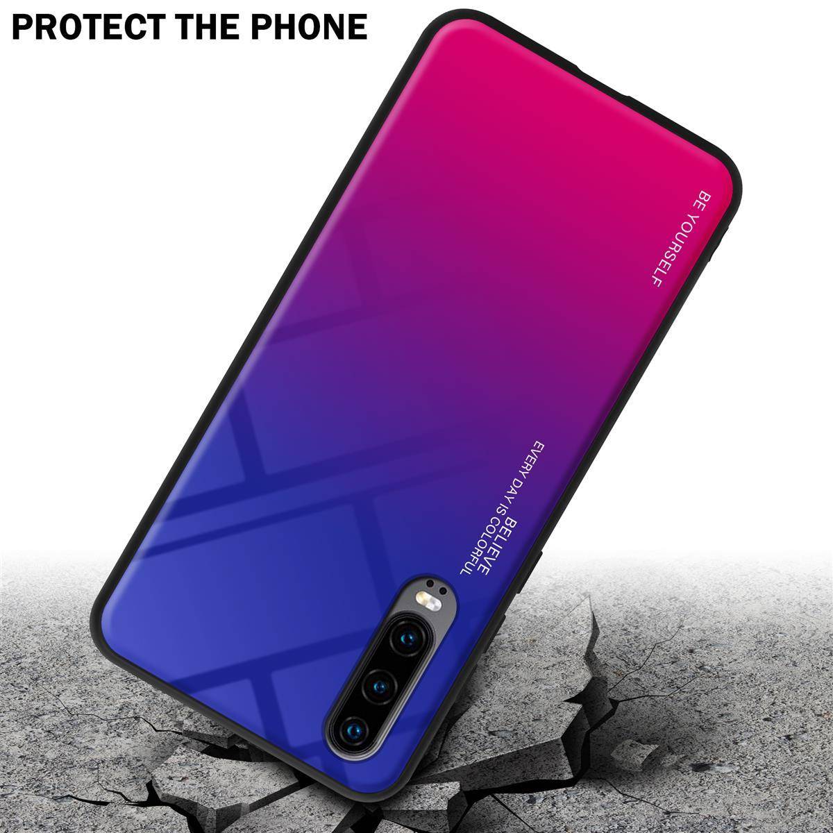 Cadorabo Hülle für Huawei P30 Schutz Hülle in Schwarz Handyhülle TPU Etui Cover Case Tempered Glas-4