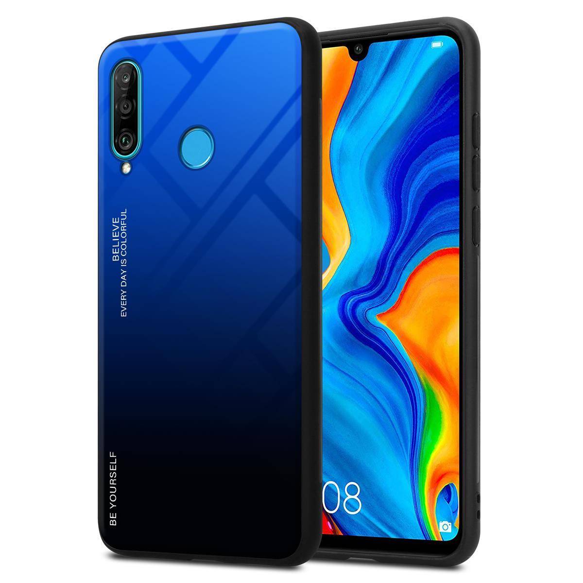 Cadorabo Hülle für Huawei P30 LITE Schutz Hülle in Schwarz Handyhülle TPU Etui Cover Case Tempered Glas-0