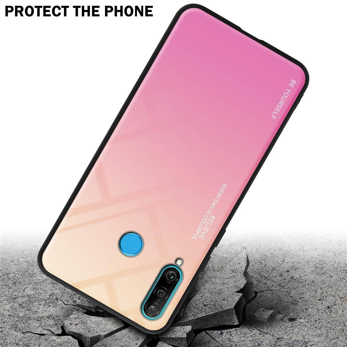Cadorabo Hülle für Huawei P30 LITE Schutz Hülle in Schwarz Handyhülle TPU Etui Cover Case Tempered Glas-3