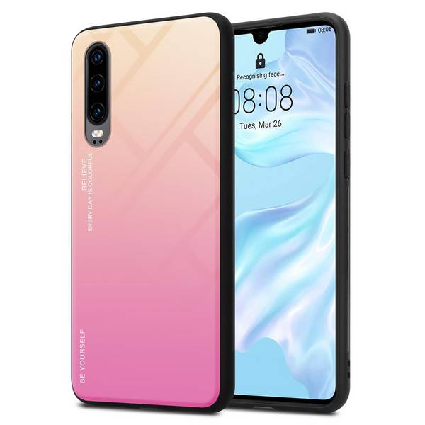 Cadorabo Hülle für Huawei P30 Schutz Hülle in Schwarz Handyhülle TPU Etui Cover Case Tempered Glas