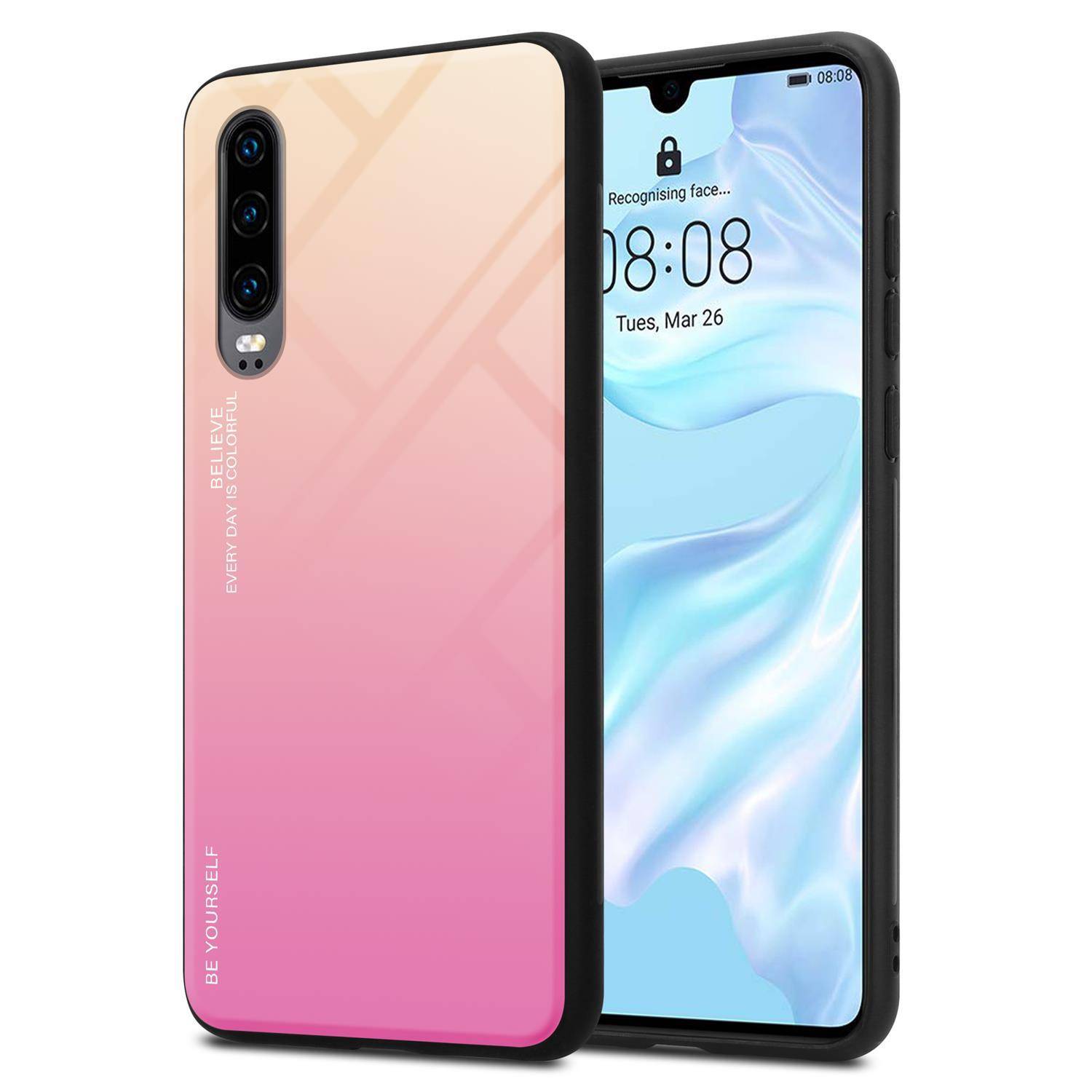 Cadorabo Hülle für Huawei P30 Schutz Hülle in Schwarz Handyhülle TPU Etui Cover Case Tempered Glas-0