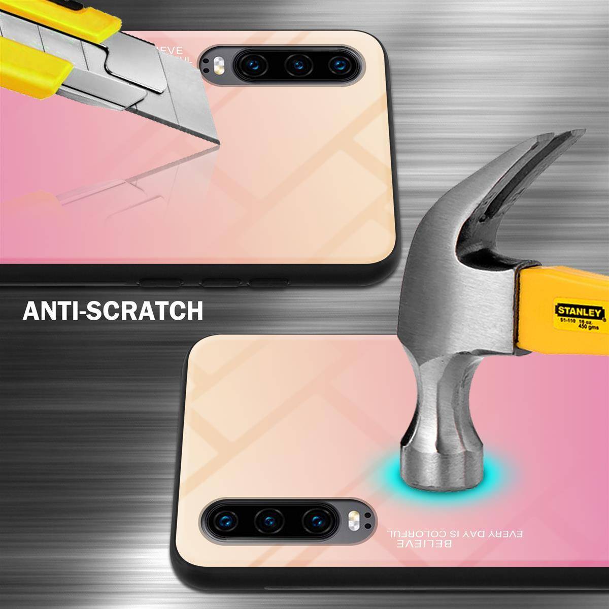 Cadorabo Hülle für Huawei P30 Schutz Hülle in Schwarz Handyhülle TPU Etui Cover Case Tempered Glas-3
