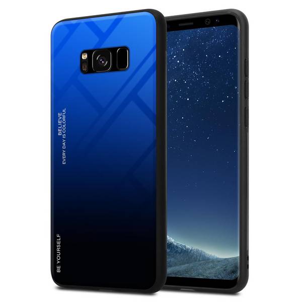 Cadorabo Hülle für Samsung Galaxy S8 Schutz Hülle in Schwarz Handyhülle TPU Etui Cover Case Tempered Glas