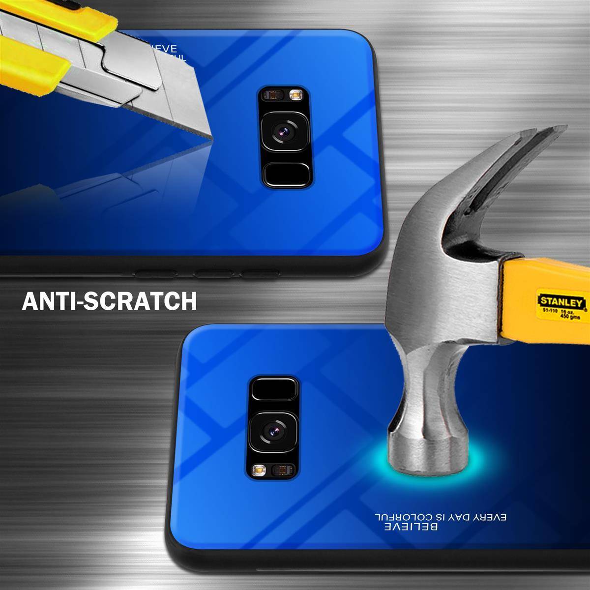 Cadorabo Hülle für Samsung Galaxy S8 Schutz Hülle in Schwarz Handyhülle TPU Etui Cover Case Tempered Glas-2