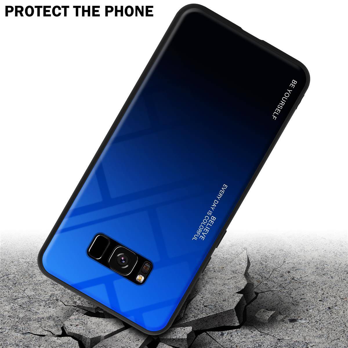 Cadorabo Hülle für Samsung Galaxy S8 Schutz Hülle in Schwarz Handyhülle TPU Etui Cover Case Tempered Glas-3