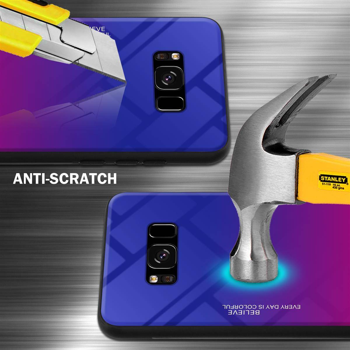 Cadorabo Hülle für Samsung Galaxy S8 Schutz Hülle in Schwarz Handyhülle TPU Etui Cover Case Tempered Glas-2