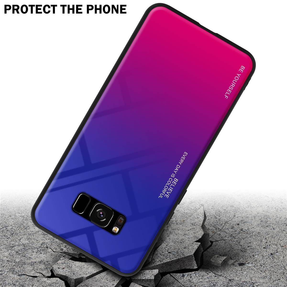 Cadorabo Hülle für Samsung Galaxy S8 Schutz Hülle in Schwarz Handyhülle TPU Etui Cover Case Tempered Glas-3