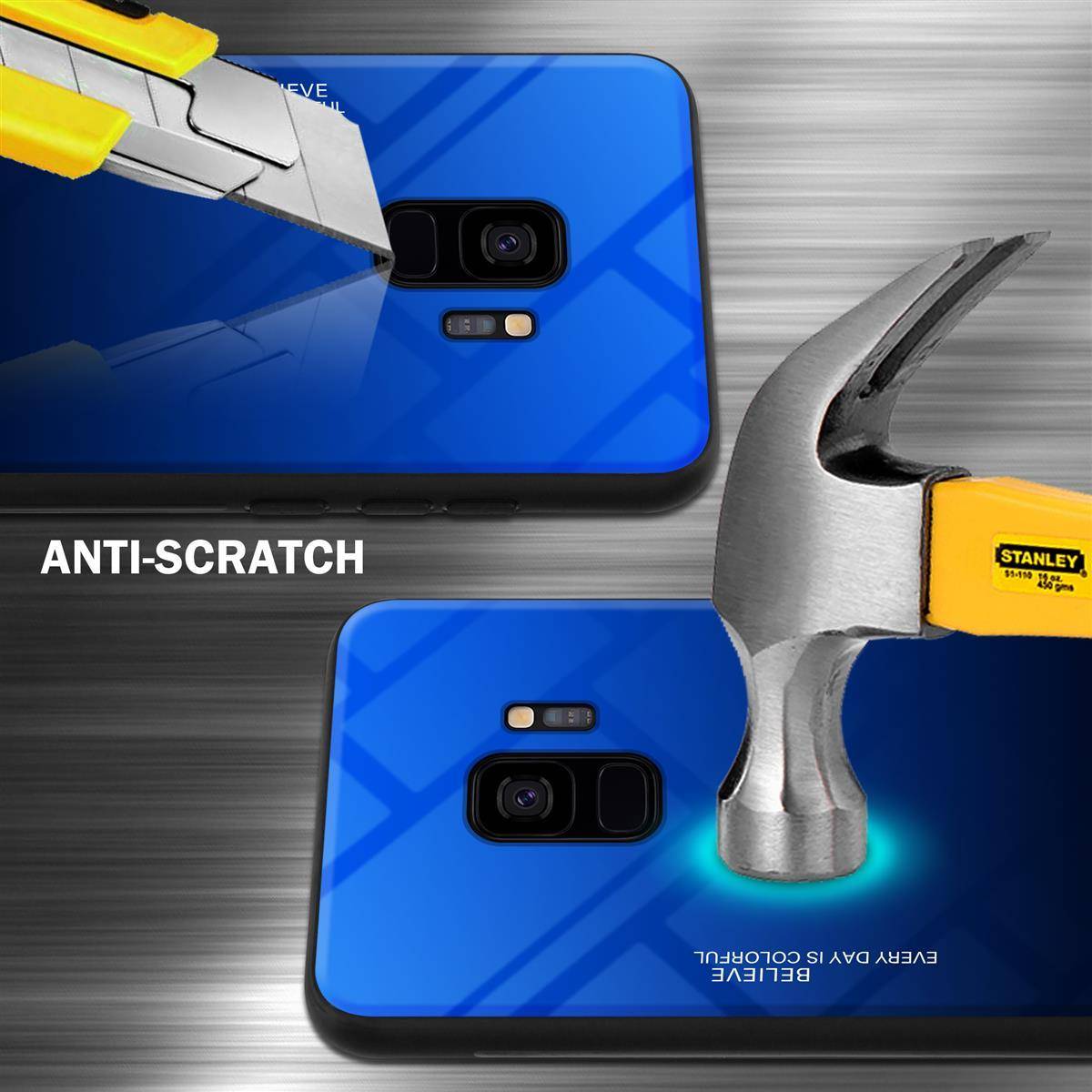 Cadorabo Hülle für Samsung Galaxy S9 Schutz Hülle in Schwarz Handyhülle TPU Etui Cover Case Tempered Glas-2
