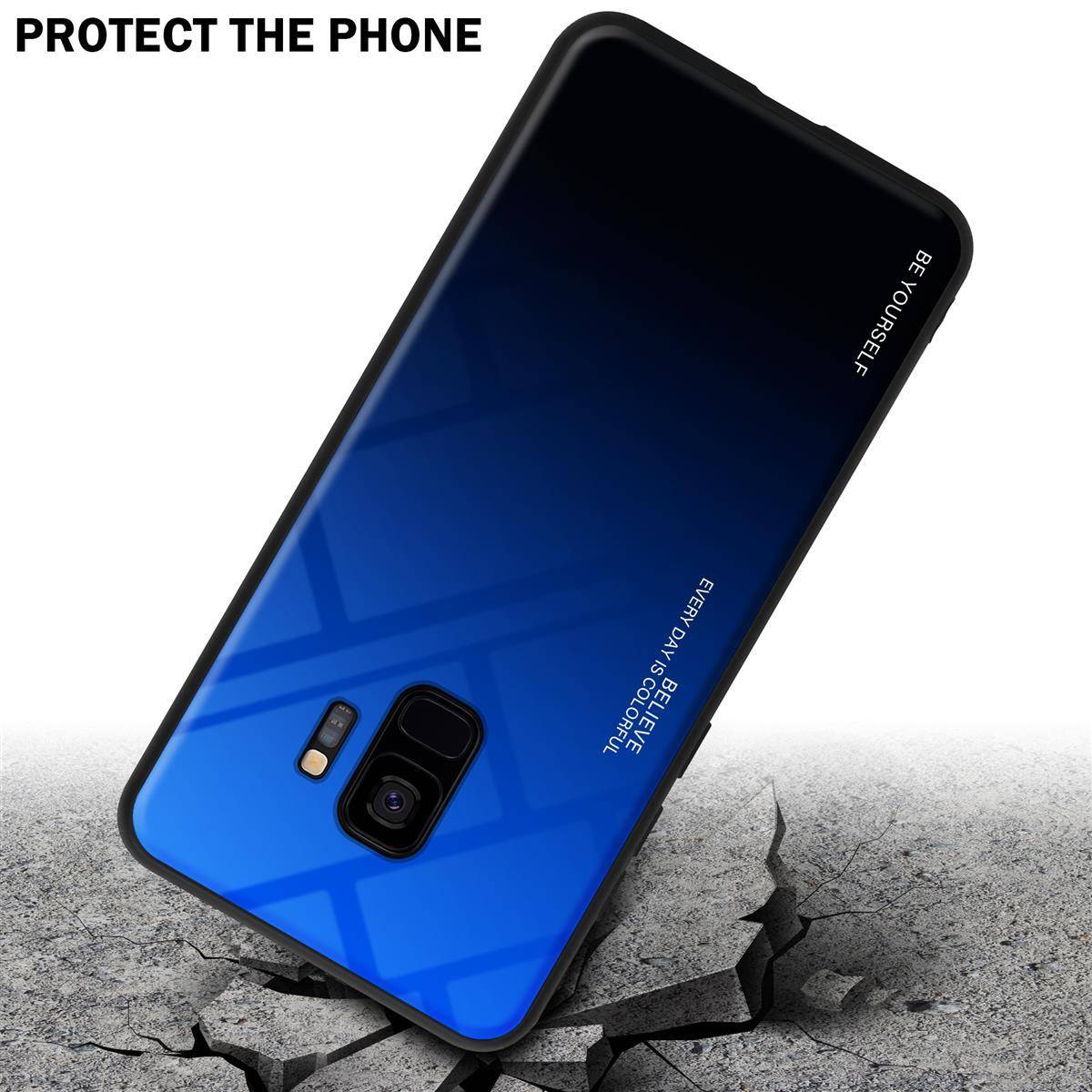 Cadorabo Hülle für Samsung Galaxy S9 Schutz Hülle in Schwarz Handyhülle TPU Etui Cover Case Tempered Glas-3