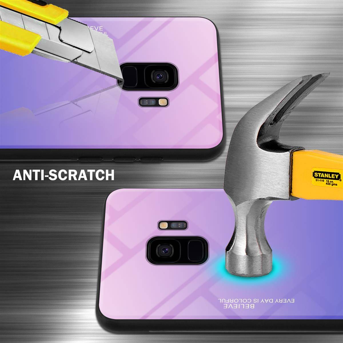 Cadorabo Hülle für Samsung Galaxy S9 Schutz Hülle in Schwarz Handyhülle TPU Etui Cover Case Tempered Glas-2