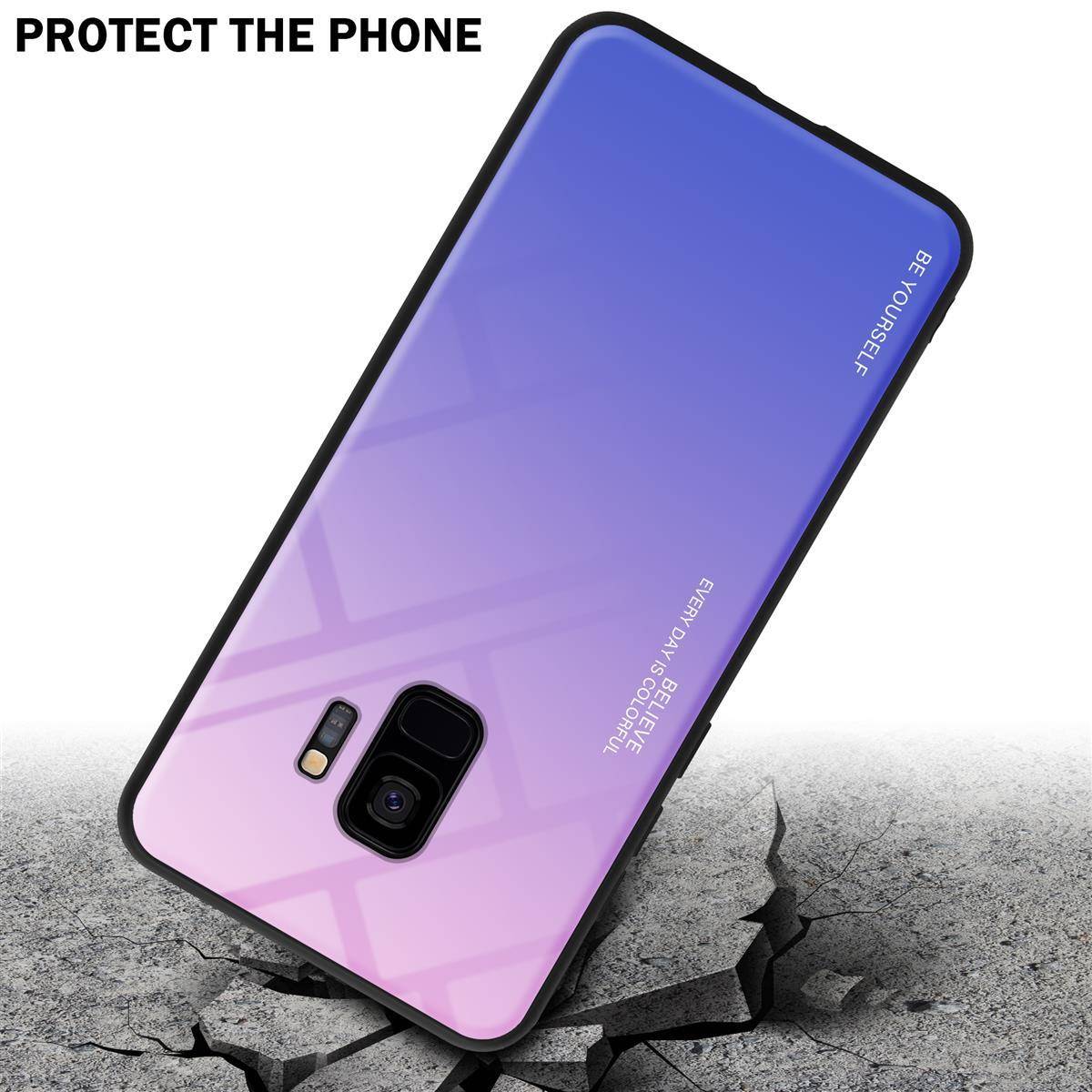 Cadorabo Hülle für Samsung Galaxy S9 Schutz Hülle in Schwarz Handyhülle TPU Etui Cover Case Tempered Glas-3