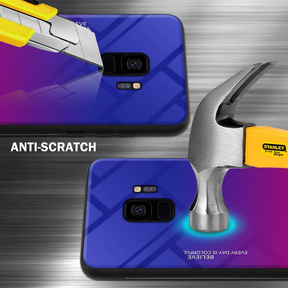 Cadorabo Hülle für Samsung Galaxy S9 Schutz Hülle in Schwarz Handyhülle TPU Etui Cover Case Tempered Glas-2