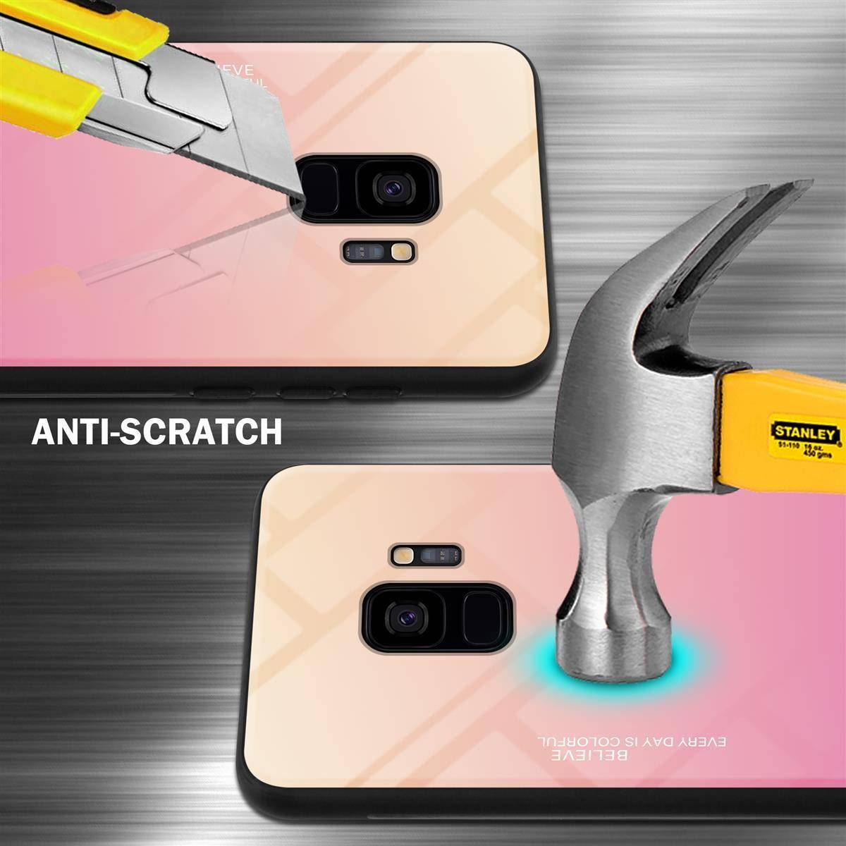 Cadorabo Hülle für Samsung Galaxy S9 Schutz Hülle in Schwarz Handyhülle TPU Etui Cover Case Tempered Glas-2