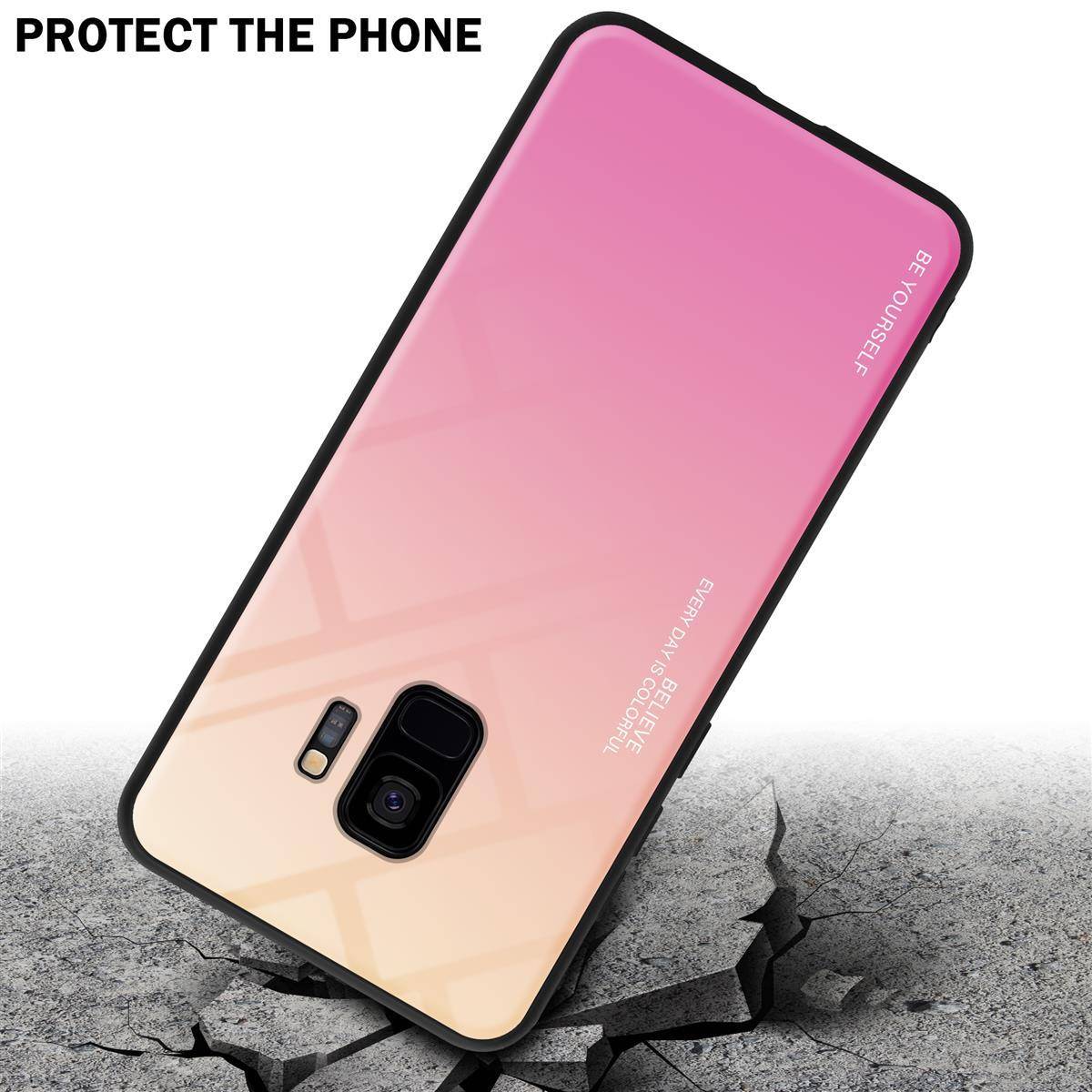 Cadorabo Hülle für Samsung Galaxy S9 Schutz Hülle in Schwarz Handyhülle TPU Etui Cover Case Tempered Glas-3