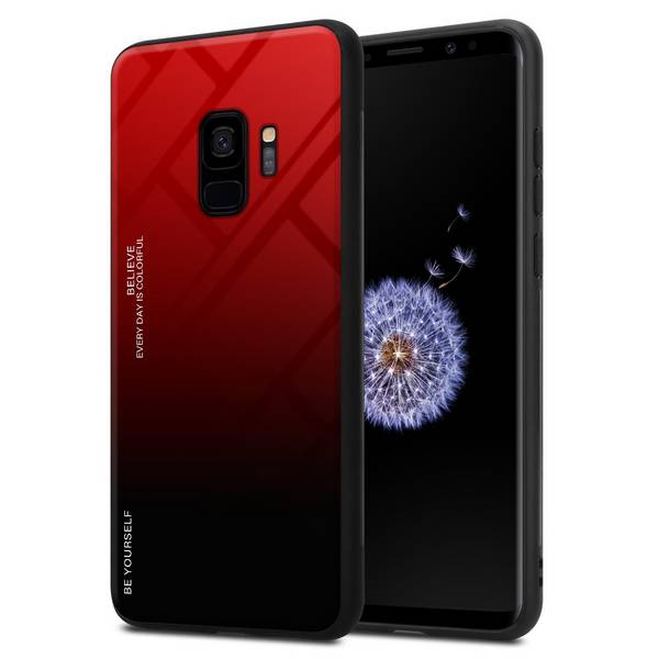Cadorabo Hülle für Samsung Galaxy S9 Schutz Hülle in Schwarz Handyhülle TPU Etui Cover Case Tempered Glas