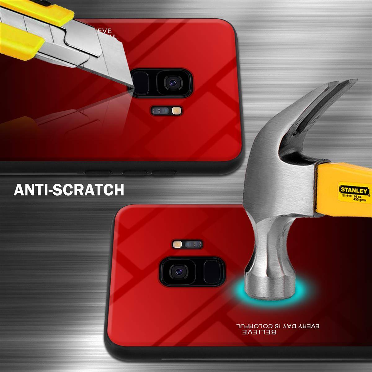 Cadorabo Hülle für Samsung Galaxy S9 Schutz Hülle in Schwarz Handyhülle TPU Etui Cover Case Tempered Glas-2