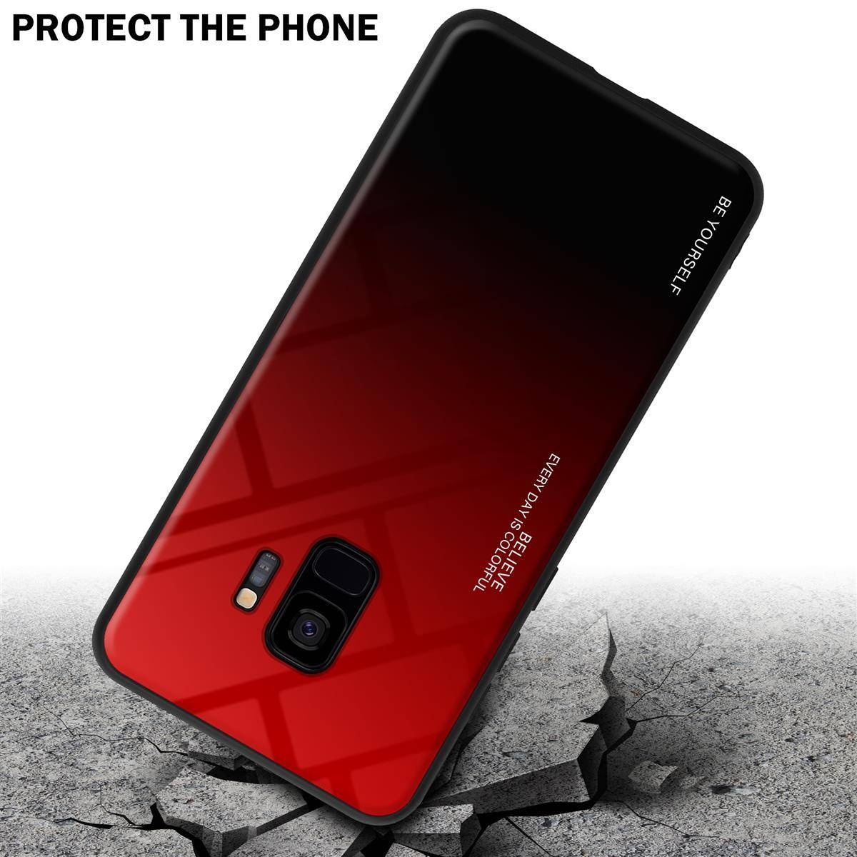 Cadorabo Hülle für Samsung Galaxy S9 Schutz Hülle in Schwarz Handyhülle TPU Etui Cover Case Tempered Glas-3