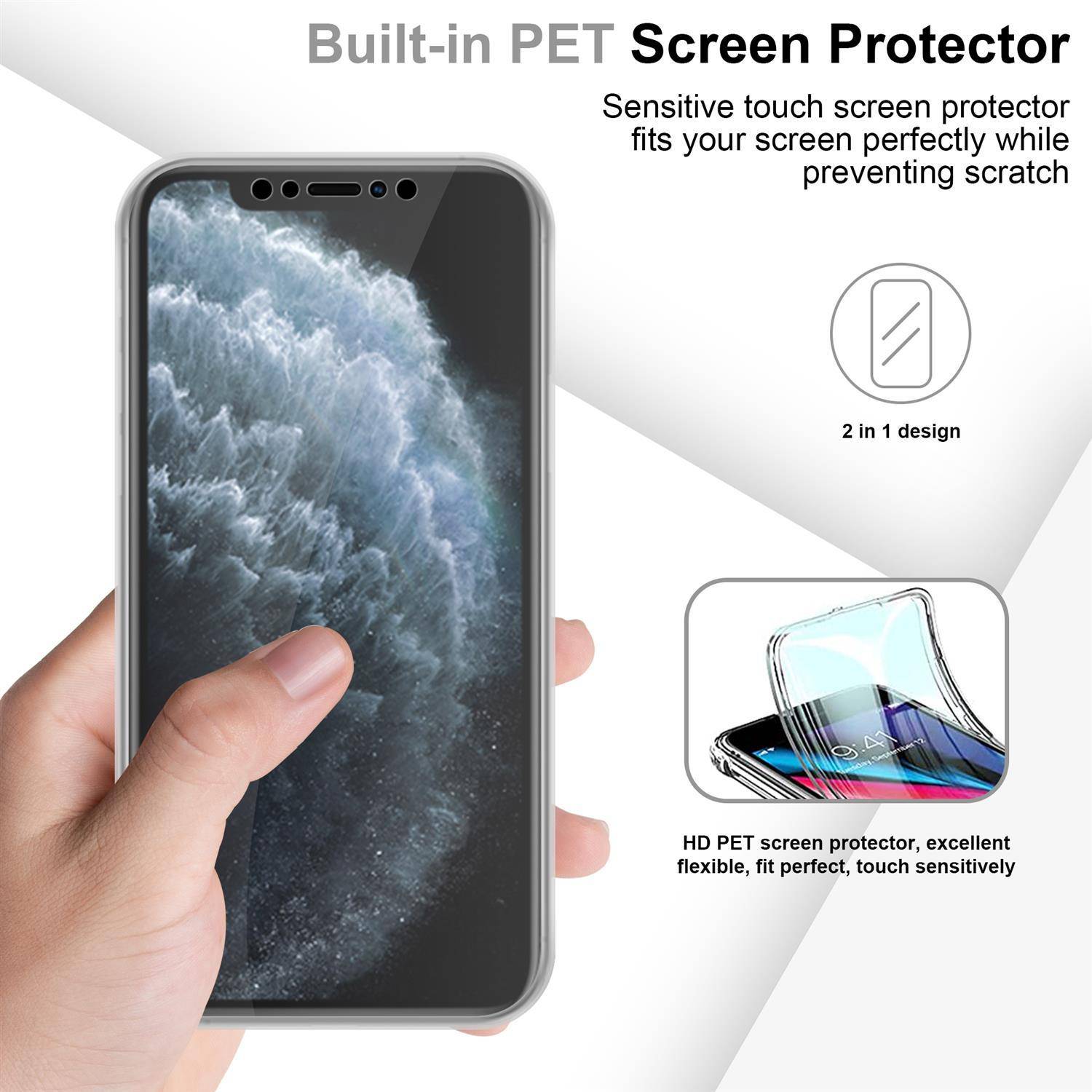 Cadorabo Schutzhülle für Apple iPhone 11 PRO MAX Hülle in natur 360° Etui Full Body Handyhülle Cover Case-3