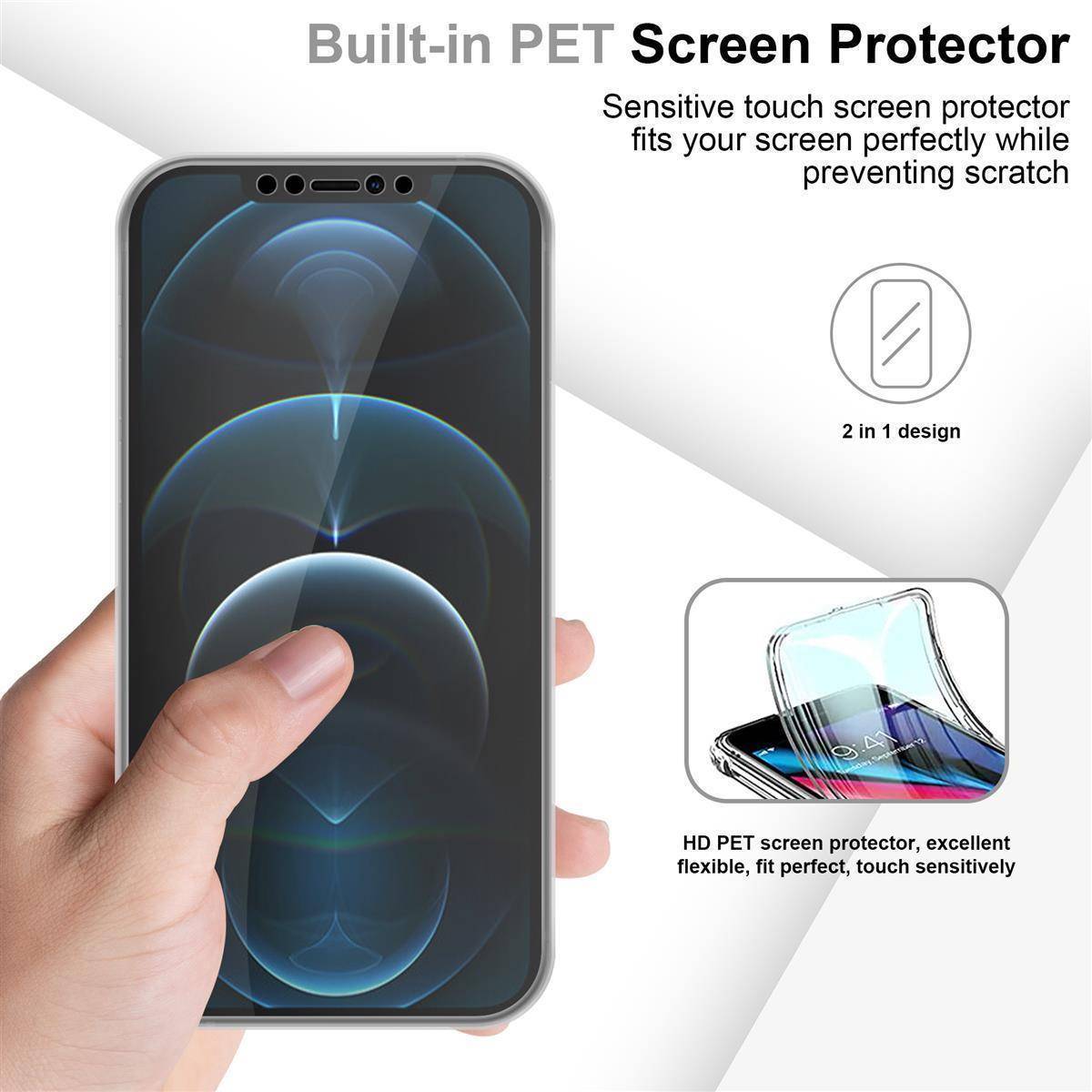 Cadorabo Schutzhülle für Apple iPhone 13 Hülle in Transparent 360° Etui Full Body Handyhülle Cover Case-2