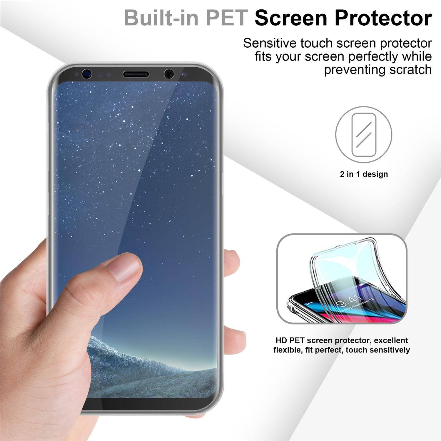 Cadorabo Schutzhülle für Samsung Galaxy S8 Hülle in natur 360° Etui Full Body Handyhülle Cover Case-4