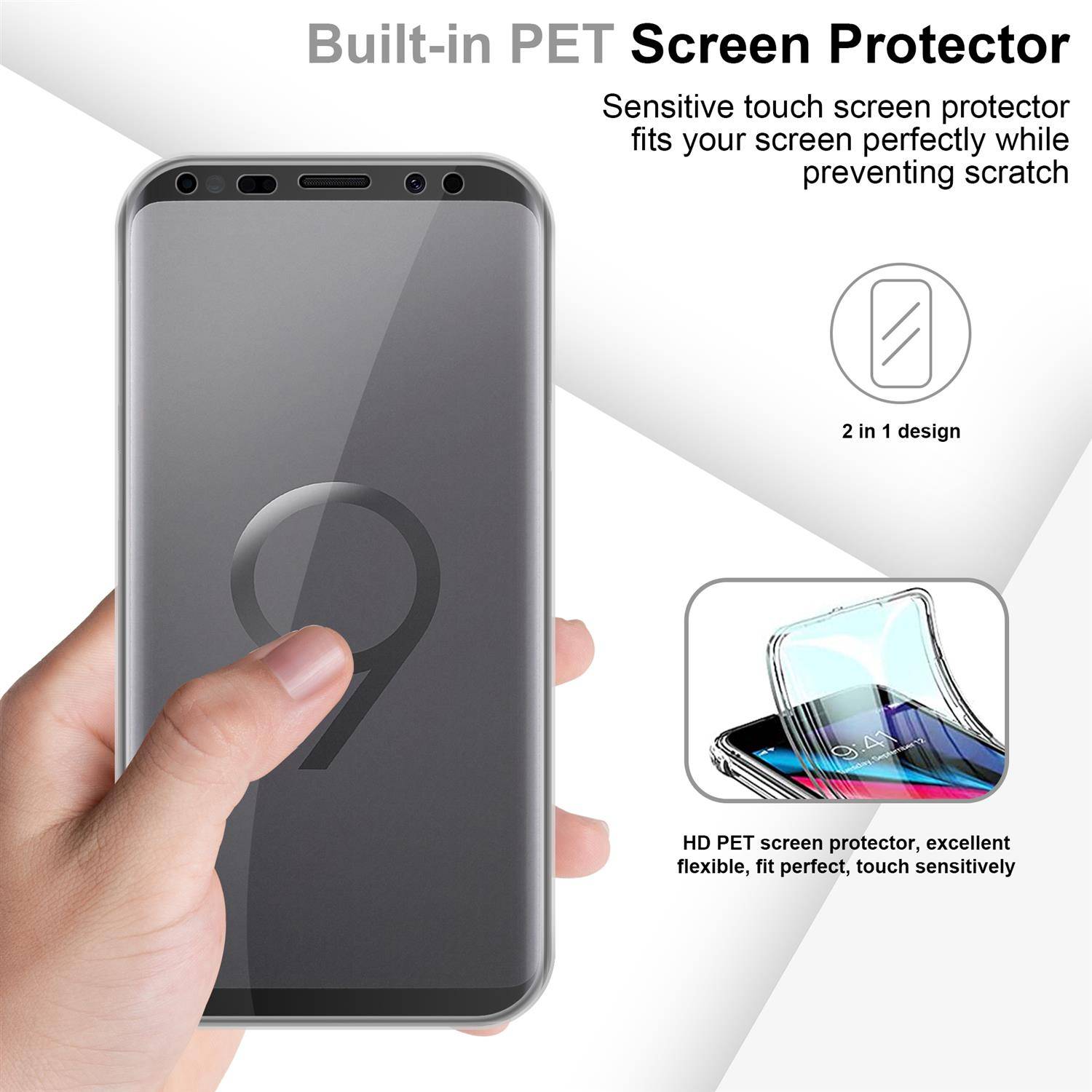 Cadorabo Schutzhülle für Samsung Galaxy S9 Hülle in natur 360° Etui Full Body Handyhülle Cover Case-4