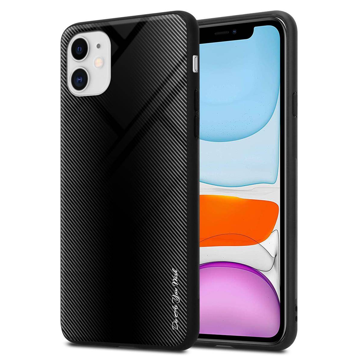 Cadorabo Hülle für Apple iPhone 11 Schutz Hülle in Schwarz Handyhülle TPU Etui Cover Case Tempered Glas-0