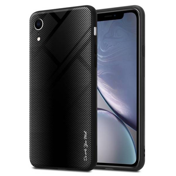 Cadorabo Hülle für Apple iPhone XR Schutz Hülle in Schwarz Handyhülle TPU Etui Cover Case Tempered Glas