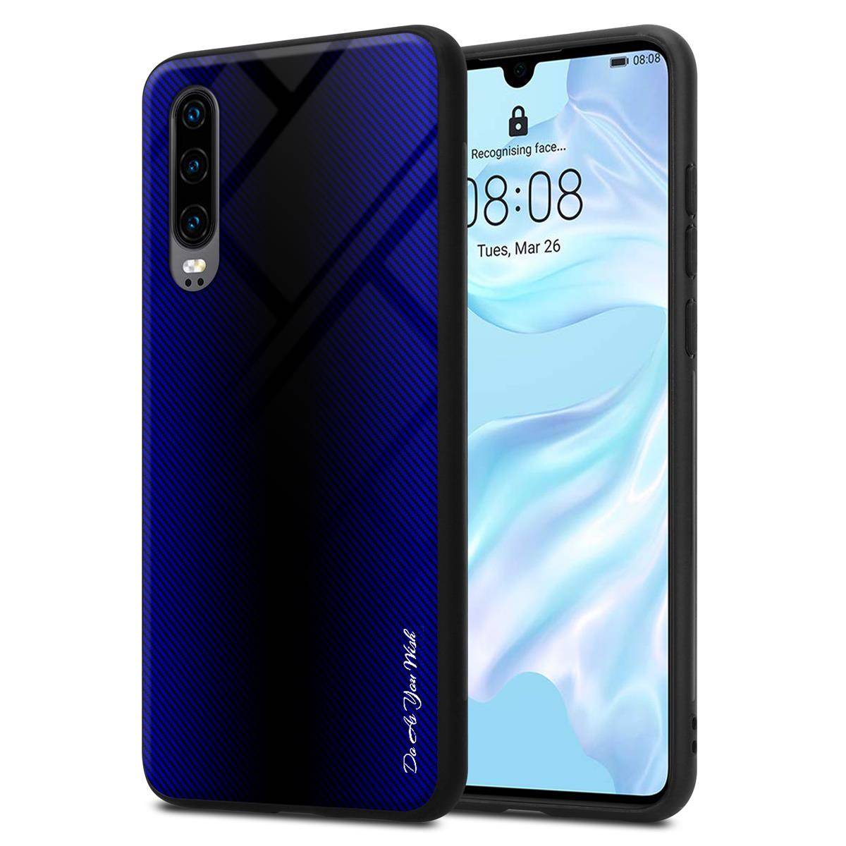 Cadorabo Hülle für Huawei P30 Schutz Hülle in Lila Handyhülle TPU Etui Cover Case Tempered Glas-0