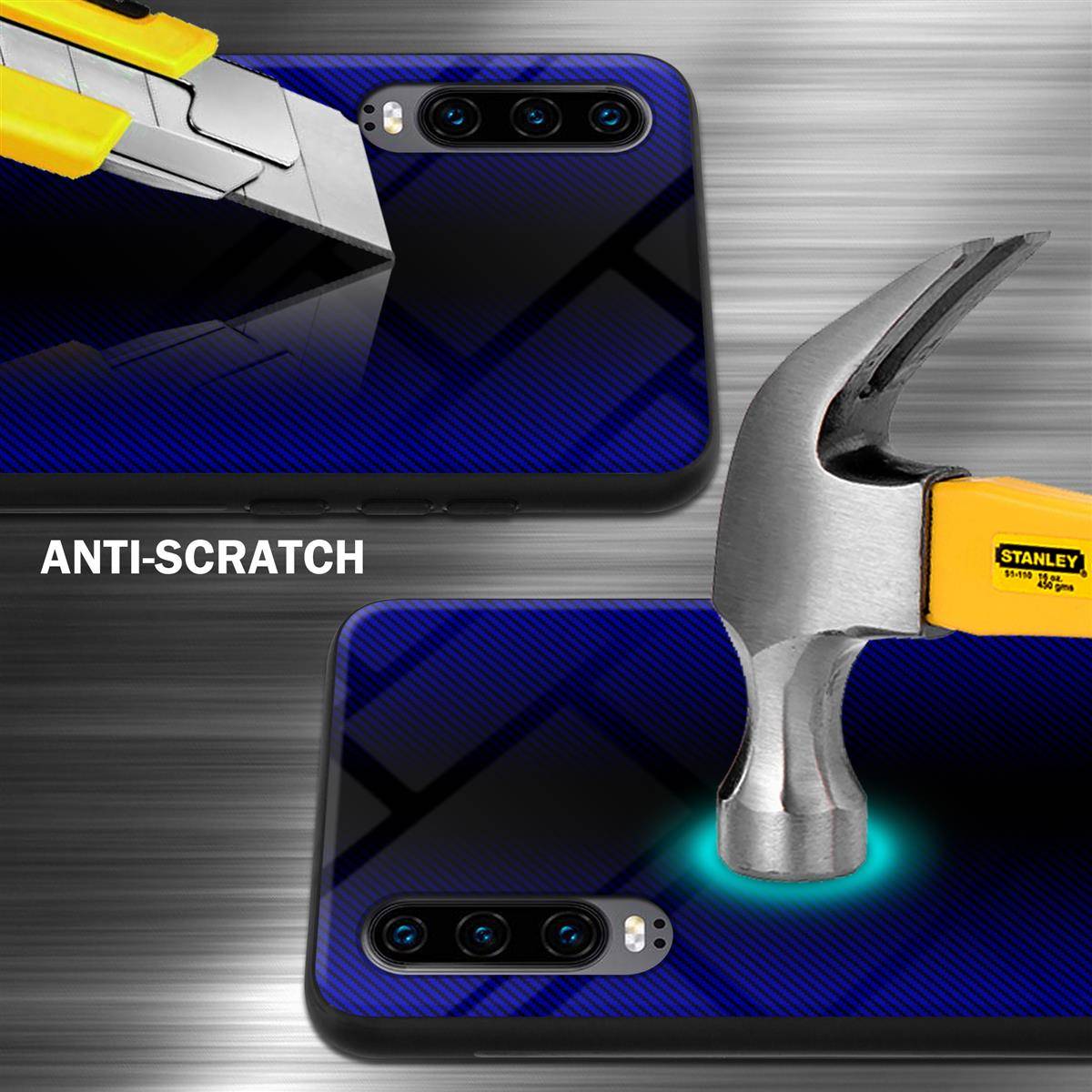 Cadorabo Hülle für Huawei P30 Schutz Hülle in Lila Handyhülle TPU Etui Cover Case Tempered Glas-3