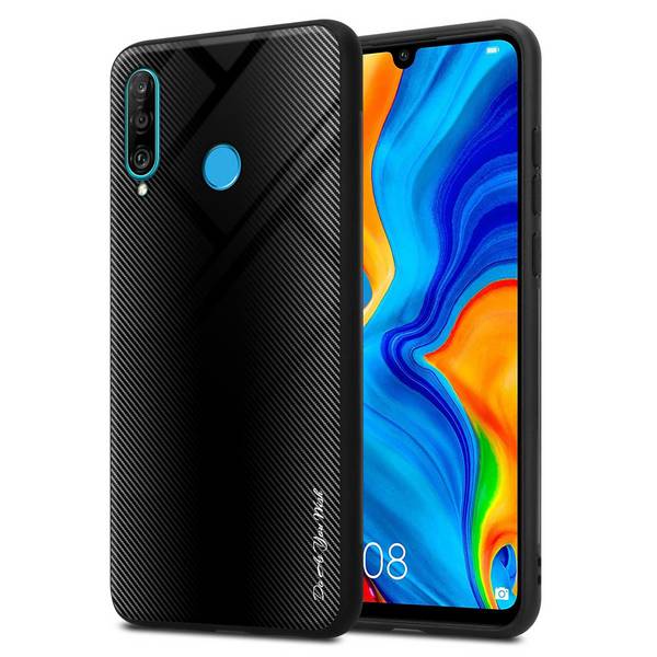 Cadorabo Hülle für Huawei P30 LITE Schutz Hülle in Schwarz Handyhülle TPU Etui Cover Case Tempered Glas
