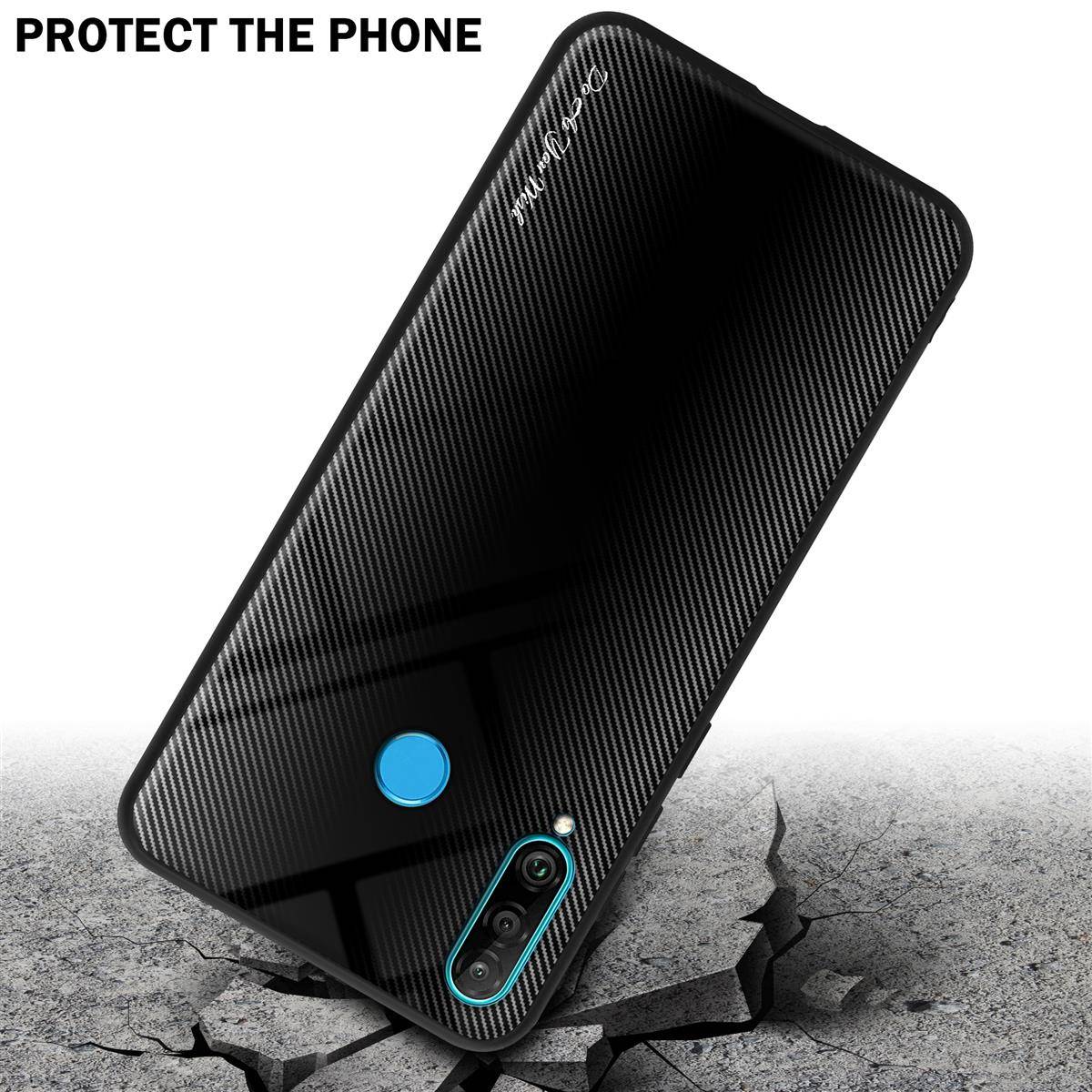 Cadorabo Hülle für Huawei P30 LITE Schutz Hülle in Schwarz Handyhülle TPU Etui Cover Case Tempered Glas-3