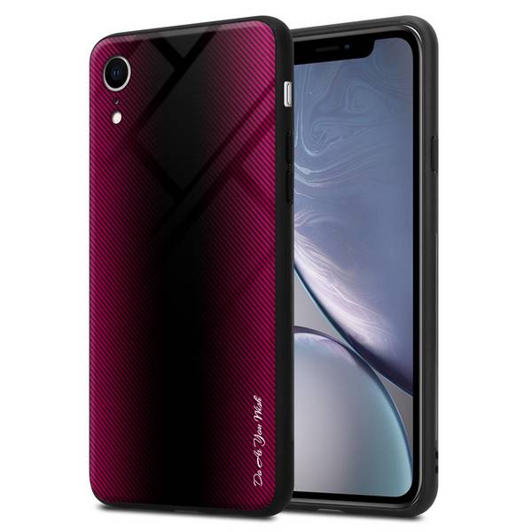 Cadorabo Hülle für Apple iPhone XR Schutz Hülle in Pink Handyhülle TPU Etui Cover Case Tempered Glas