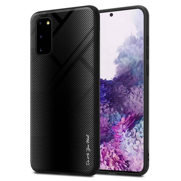 Cadorabo Hülle für Samsung Galaxy S20 Schutz Hülle in Schwarz Handyhülle TPU Etui Cover Case Tempered Glas