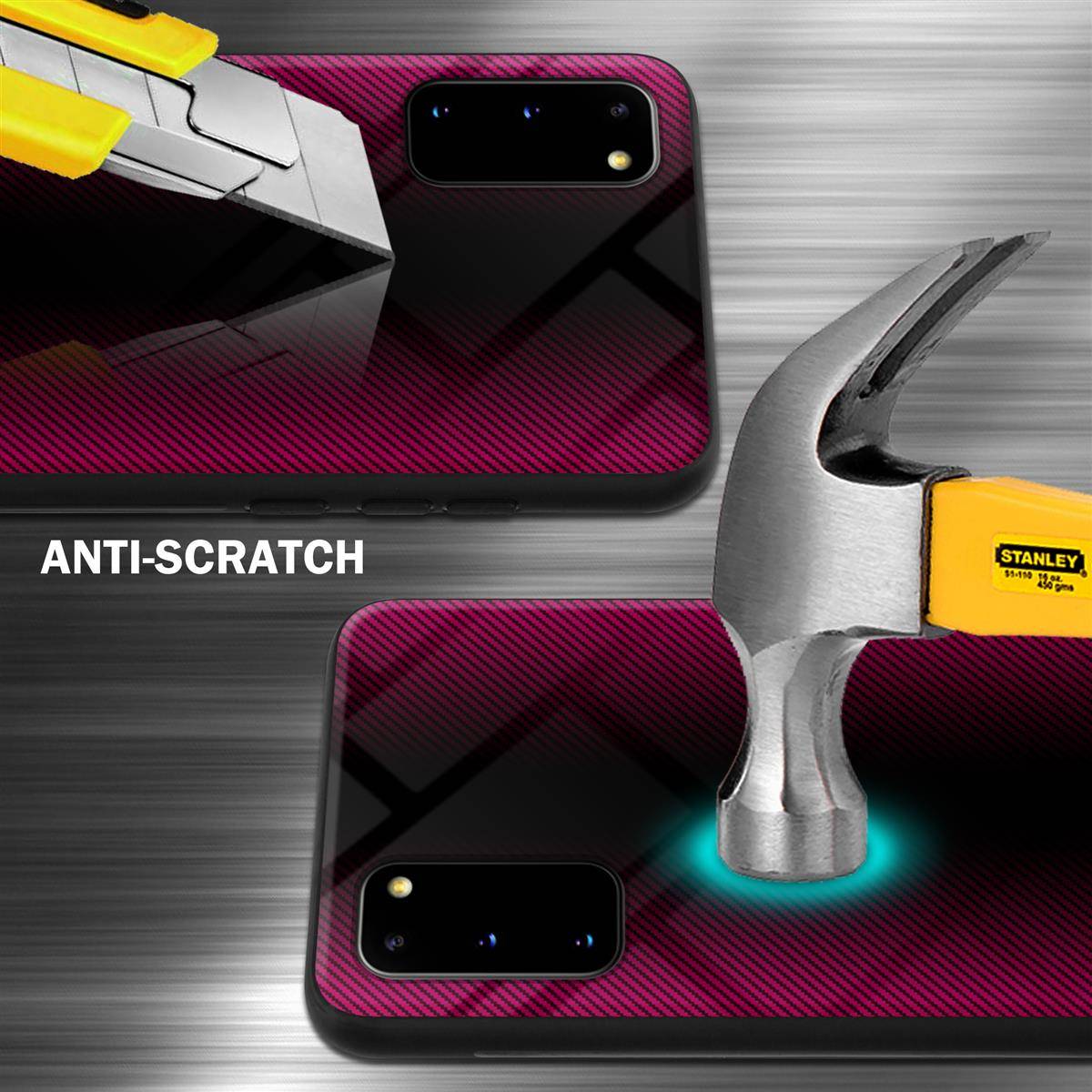 Cadorabo Hülle für Samsung Galaxy S20 Schutz Hülle in Pink Handyhülle TPU Etui Cover Case Tempered Glas-1
