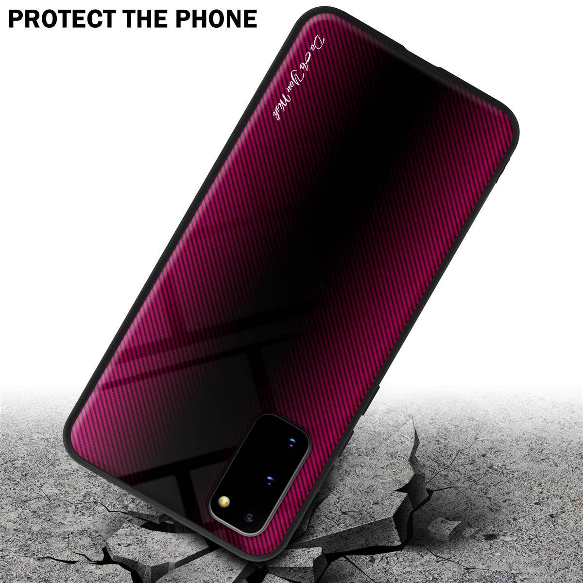Cadorabo Hülle für Samsung Galaxy S20 Schutz Hülle in Pink Handyhülle TPU Etui Cover Case Tempered Glas-2