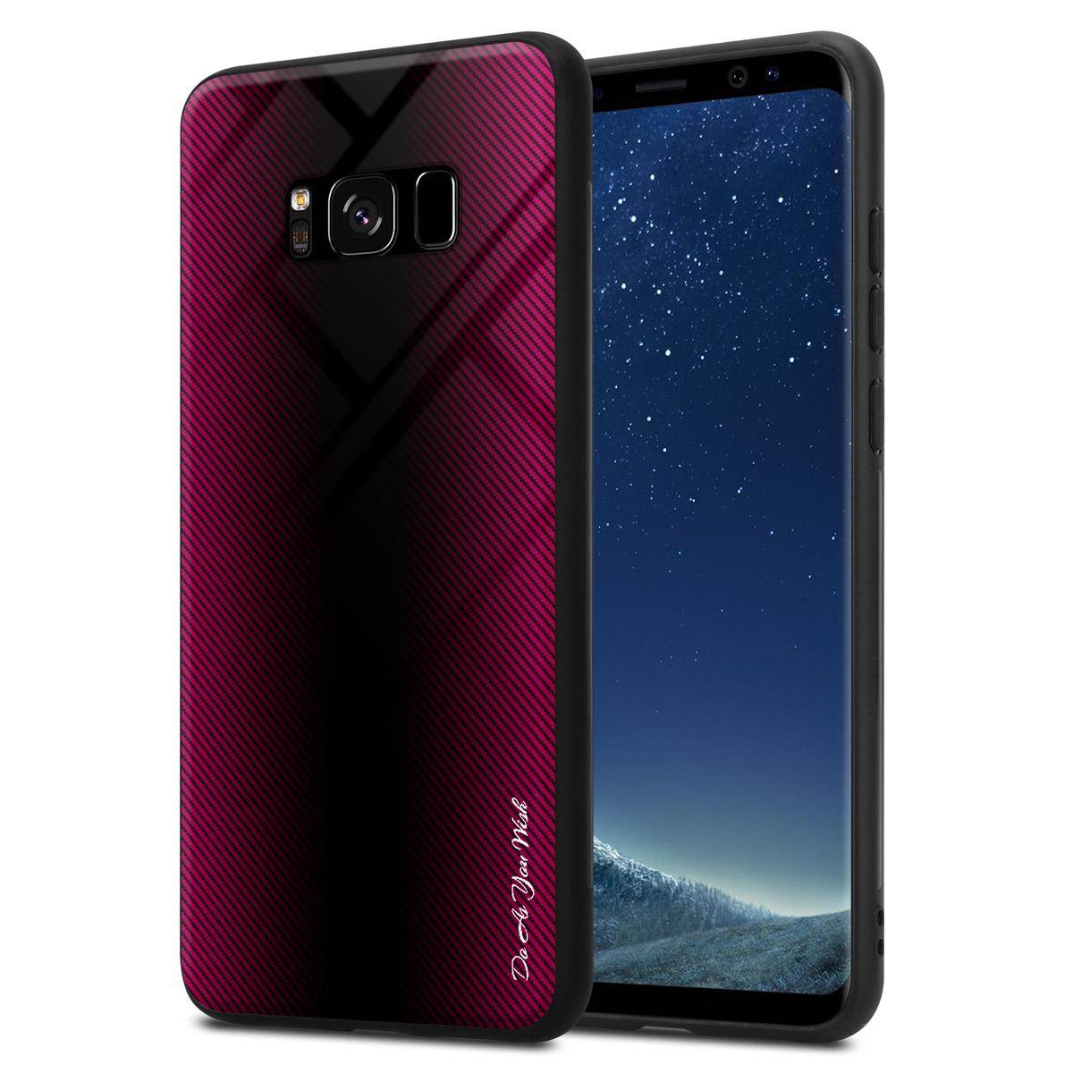 Cadorabo Hülle für Samsung Galaxy S8 Schutz Hülle in Pink Handyhülle TPU Etui Cover Case Tempered Glas-0