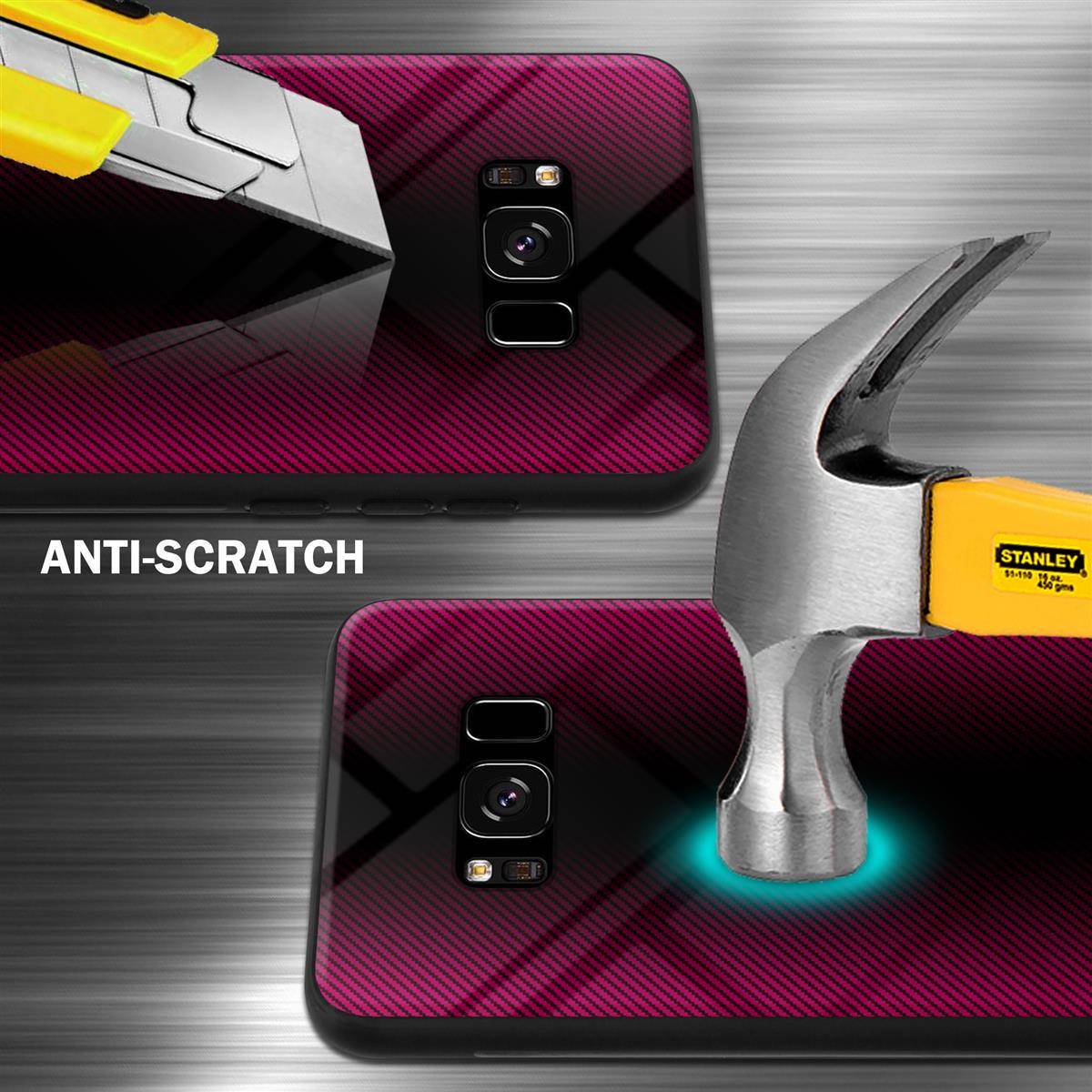 Cadorabo Hülle für Samsung Galaxy S8 Schutz Hülle in Pink Handyhülle TPU Etui Cover Case Tempered Glas-2