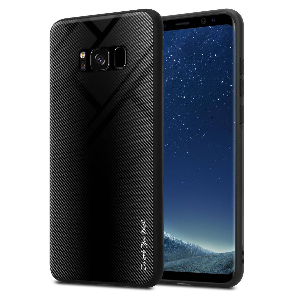 Cadorabo Hülle für Samsung Galaxy S8 Schutz Hülle in Schwarz Handyhülle TPU Etui Cover Case Tempered Glas-0
