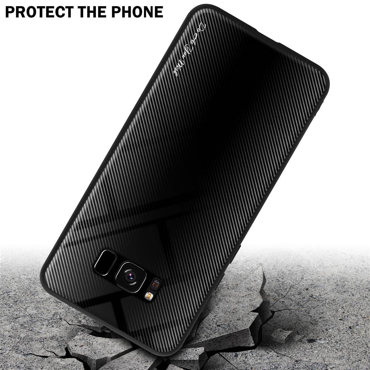 Cadorabo Hülle für Samsung Galaxy S8 Schutz Hülle in Schwarz Handyhülle TPU Etui Cover Case Tempered Glas-3