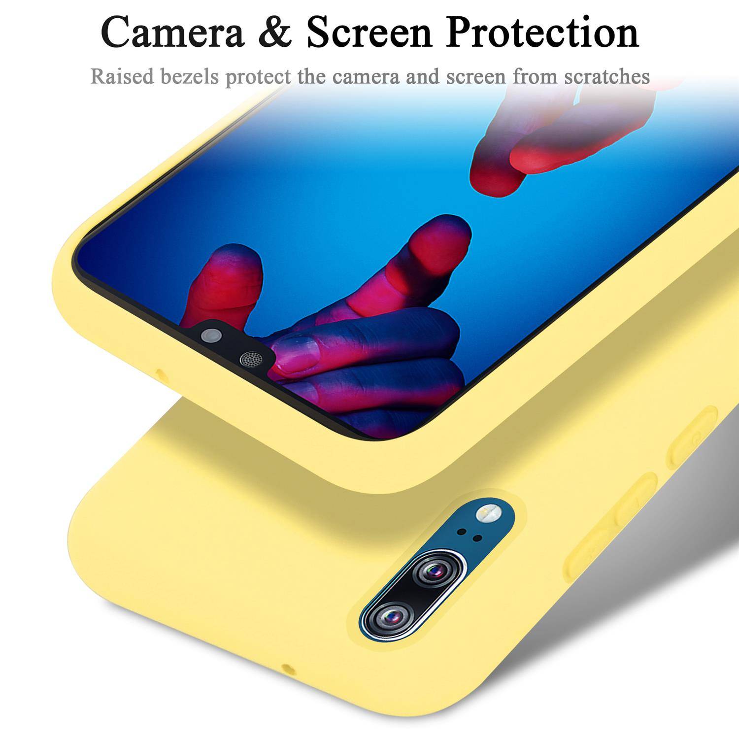 Cadorabo Schutzhülle für Huawei P20 Hülle in Gelb Handyhülle Case Cover TPU Etui-3