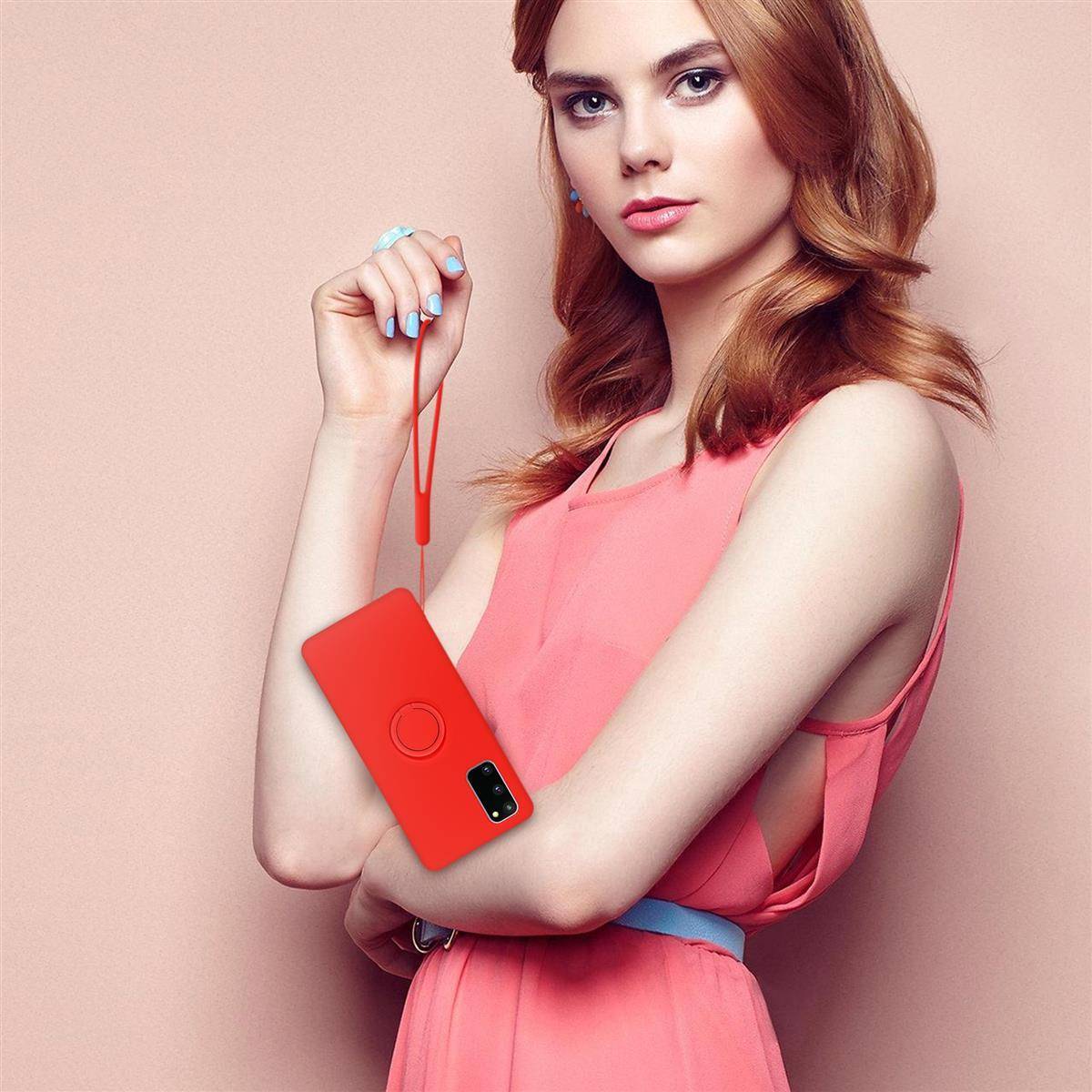 Cadorabo Hülle für Samsung Galaxy S20 FE Schutz Hülle in Rot Handyhülle TPU Etui Case Cover-3